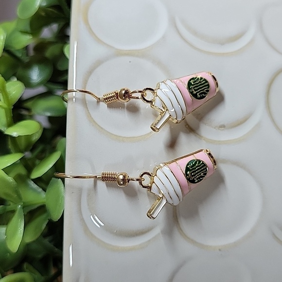 STARBUCKS PINK DRINK CHARM EARRINGS - Picture 5 of 6